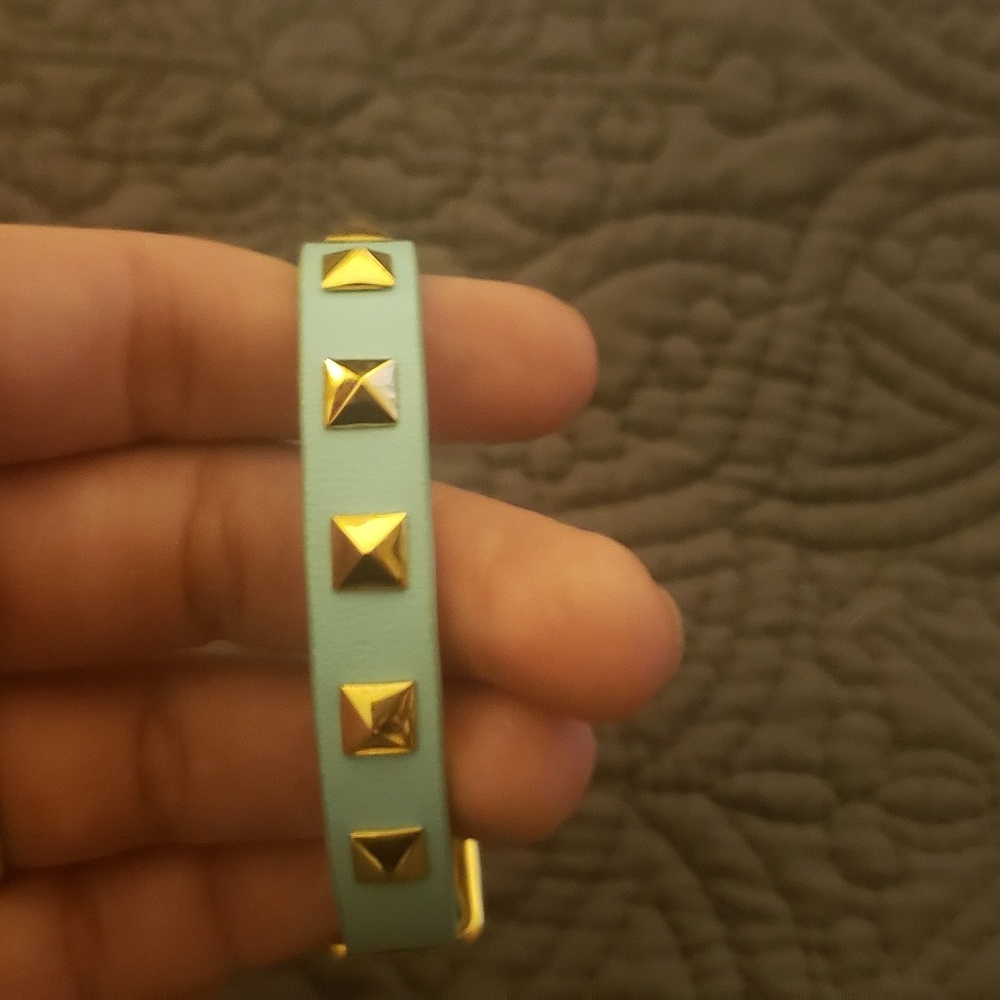 Rustic Cuff - Mint & Gold Stack - Picture 4 of 4